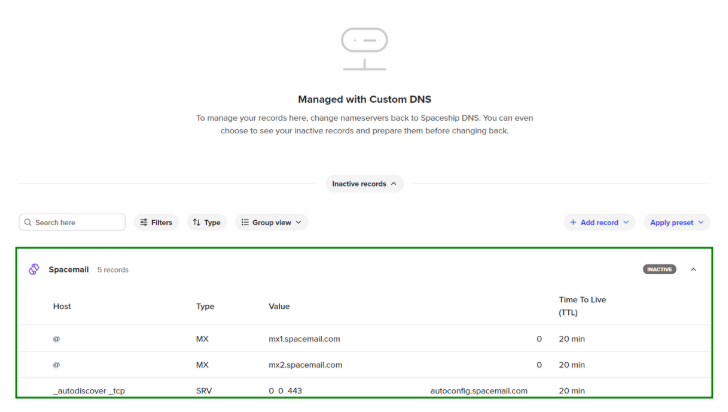 Confirm switch to custom DNS
